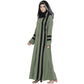 Beautiful Self Design Green Front Open With Straight Black Patti Crepe Abaya or Burqa With Hijab for Women & Girls_0848