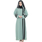 Beautiful Self Design Almond Green Front Open With Straight Black Patti Crepe Abaya or Burqa With Hijab for Women & Girls_0849