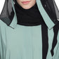 Beautiful Self Design Almond Green Front Open With Straight Black Patti Crepe Abaya or Burqa With Hijab for Women & Girls_0849