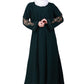Beautiful Self Design Bottle Green Sleeve Embroidery Aline Crepe Abaya or Burqa With Hijab for Women & Girls_00851