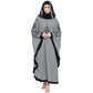 Beautiful Self Design Grey 7 Boota Embroidery With Single Black Patti Crepe Kaftan Abaya or Burqa for Women & Girls_00859