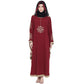 Beautiful Self Design Maroon 7 Boota Embroidery With Single Beige Patti Crepe Kaftan Abaya or Burqa for Women & Girls_00862