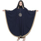 Beautiful Self Design Blue 7 Boota Embroidery With Single Beige Patti Crepe Kaftan Abaya or Burqa for Women & Girls_00863