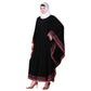 Beautiful Self Design Black Pink 3 Patti with 6 Button Kaftan Crepe Abaya or Burqa With Hijab for Women & Girls_0865