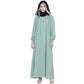 Beautiful Self Design Almond Green Black Moti Aline Crepe Abaya or Burqa With Hijab for Women & Girls_0868