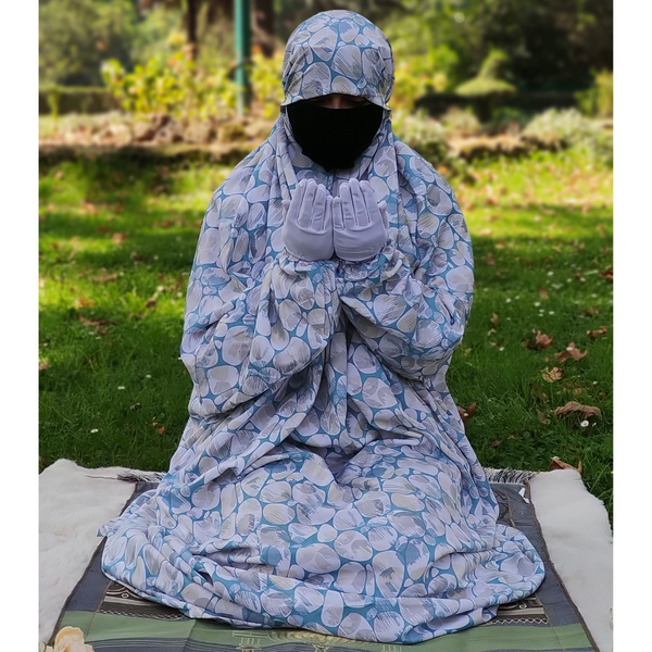 Namaz or Prayer Dress ocean blue for Women Crepe Cotton Jilbab Style