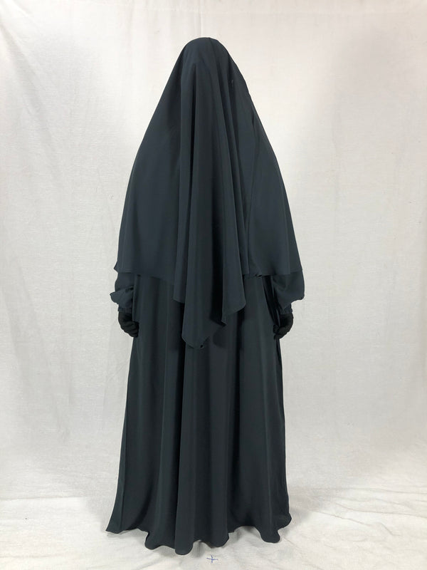 Premium Matching Dark Grey Baggy Abaya and Single Layer Khimar