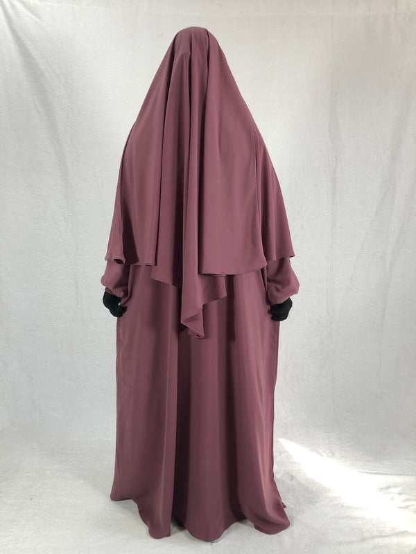 Premium Matching Dark Pink Baggy Abaya and Single Layer Khimar