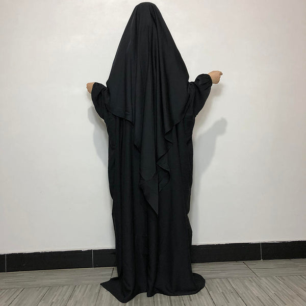 Matching Abaya and Khimar Baggy Style Abaya and Single Layer Khimar Black color with Lastic Sleeves Firdous Material | Jilbab, Khimar, Matching Abaya