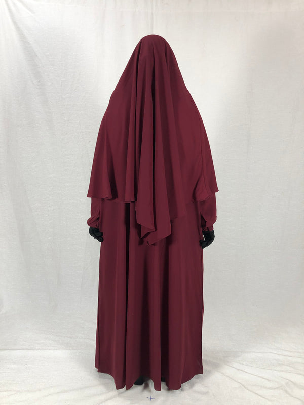 Premium Matching Maroon Baggy Abaya and Single Layer Khimar