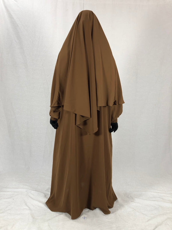 Premium Matching Mustard Baggy Abaya and Single Layer Khimar