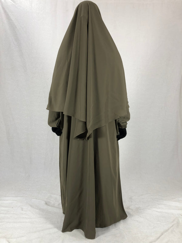 Premium Matching Fawn Baggy Abaya and Single Layer Khimar