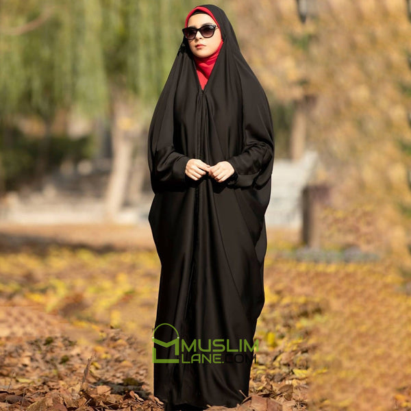 Premium Irani or Iraqi Chadar or Abaya Nida Plain Black Long Cuff Sleeves