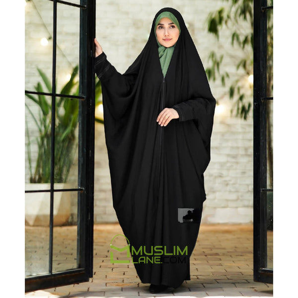 Premium Irani or Iraqi Chadar or Abaya Nida Plain Black Long Cuff Sleeves