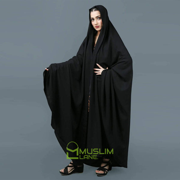 Premium Irani or Iraqi Chadar or Abaya Nida Plain Black Open