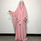Matching Abaya and Khimar Baggy Style Abaya and Single Layer Khimar Light Pink color with Lastic Sleeves Firdous Material | Jilbab, Khimar, Matching Abaya