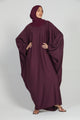 Classic Baggy Abaya Wine Red with elastic Sleeves, Hijab Firdous