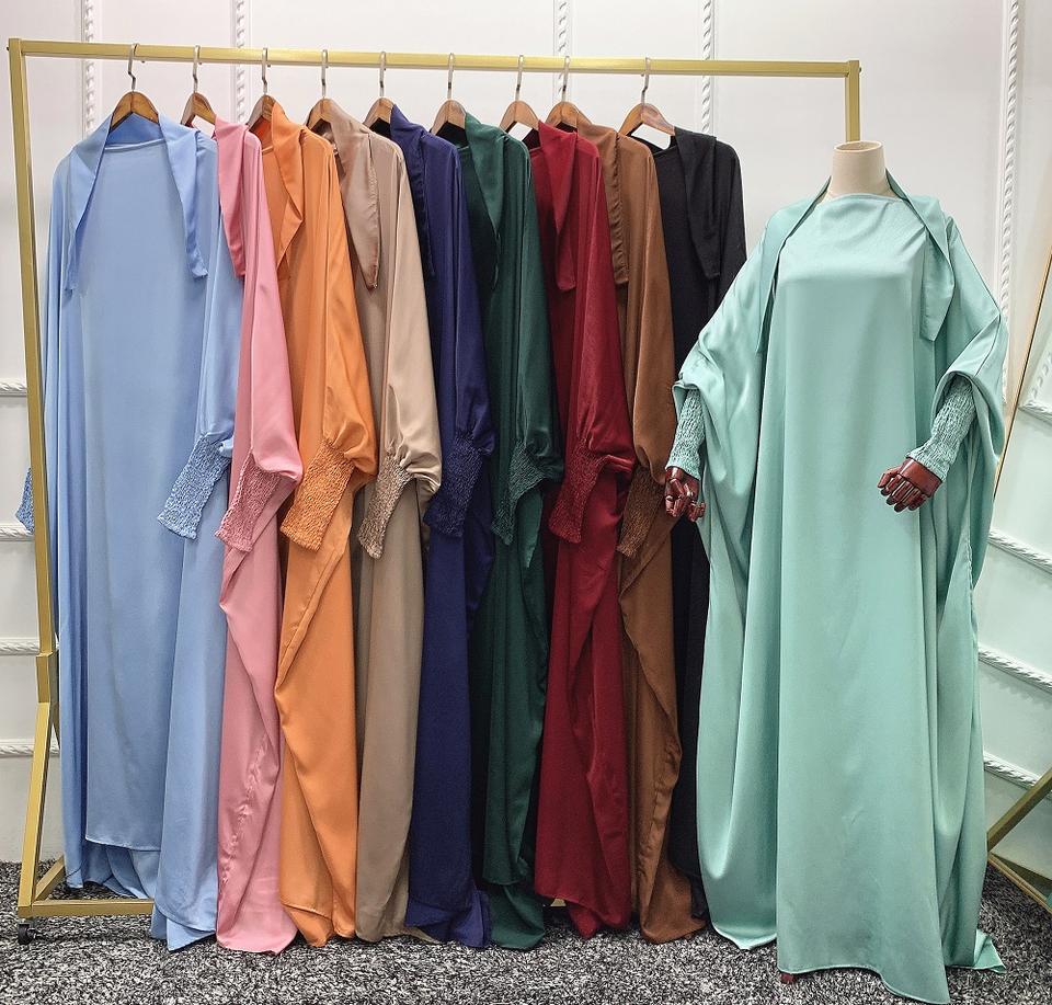 Luxury One Piece Full Length Jilbab Khimar Style with Chunnat Slevees/Dolman Sleeves Navy Blue Color| Tie Back Burkha Jilbab Khimar Style Abaya Hijab Niqab Islamic Modest Wear