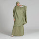 Premium Two Piece Knee Length Jilbab Khimar and Skirt Olive Green with Noise Piece