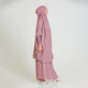 Premium Two Piece Knee Length Jilbab Khimar and Skirt Light Pink with Noise Piece