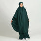 Luxury Two Piece Knee Length Jilbab Khimar Style Abaya and Skirt with Chunnat Slevees/Dolman Sleeves Rama Green Color| Tie Back Burkha Jilbab Khimar Style Abaya Hijab Niqab Islamic Modest Wear