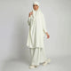 Premium Two Piece Knee Length Jilbab Khimar and Skirt Off White with Noise Piece