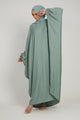 Classic Baggy Abaya Light Olive with elastic Sleeves, Hijab Firdous