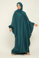 Classic Baggy Abaya Teal Green with elastic Sleeves, Hijab Firdous