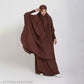 Luxury Two Piece Knee Length Jilbab Khimar Style Abaya and Skirt with Chunnat Slevees/Dolman Sleeves Coffe Brown Color| Tie Back Burkha Jilbab Khimar Style Abaya Hijab Niqab Islamic Modest Wear