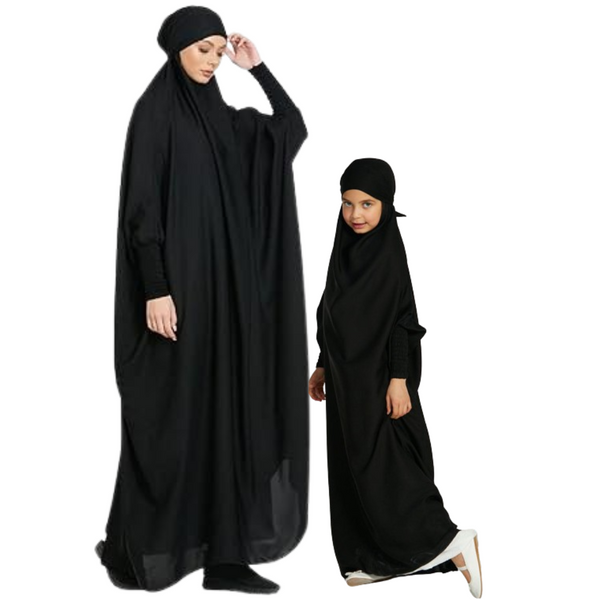 Mother and Daughter Matching Full Length Jilbab Abaya Black with Noise PC