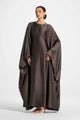 Premium Butterfly Baggy Abaya - Espresso Taupe with Matching Fabric Stole | Zoom Fabric