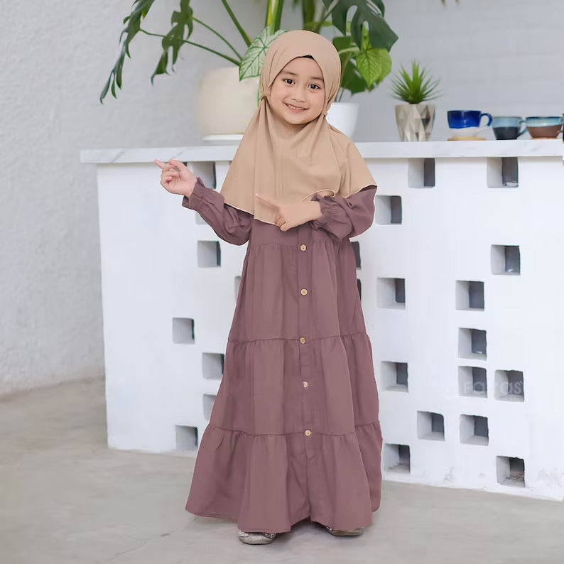 Kids or Children or Girls Abaya or Burqa Beautiful Self Design  coffee  Crepe Islamic Abaya for Kids
