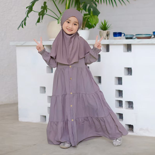 Kids or Children or Girls Abaya or Burqa Beautiful Self Design light purple Crepe Islamic Abaya for Kids