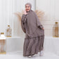 Kids or Children or Girls Abaya or Burqa Beautiful Self Design Grey Crepe Islamic Abaya for Kids with Khimar