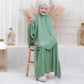 Kids or Children or Girls Abaya or Burqa Beautiful Self Design Green Crepe Islamic Abaya for Kids with Khimar