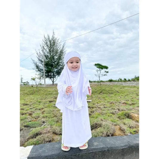 Kids or Children or Girls Jilbab Abaya or Burqa Beautiful Self Design White Crepe Islamic Jilbab Abaya for Kids