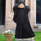 Kids or Children or Girls Jilbab Abaya or Burqa Beautiful Self Design Black Crepe Islamic Jilbab Abaya for Kids