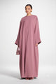 Premium 4 Piece Outer Shrug Abaya Set –  Pink | Premium Firdous Fabric