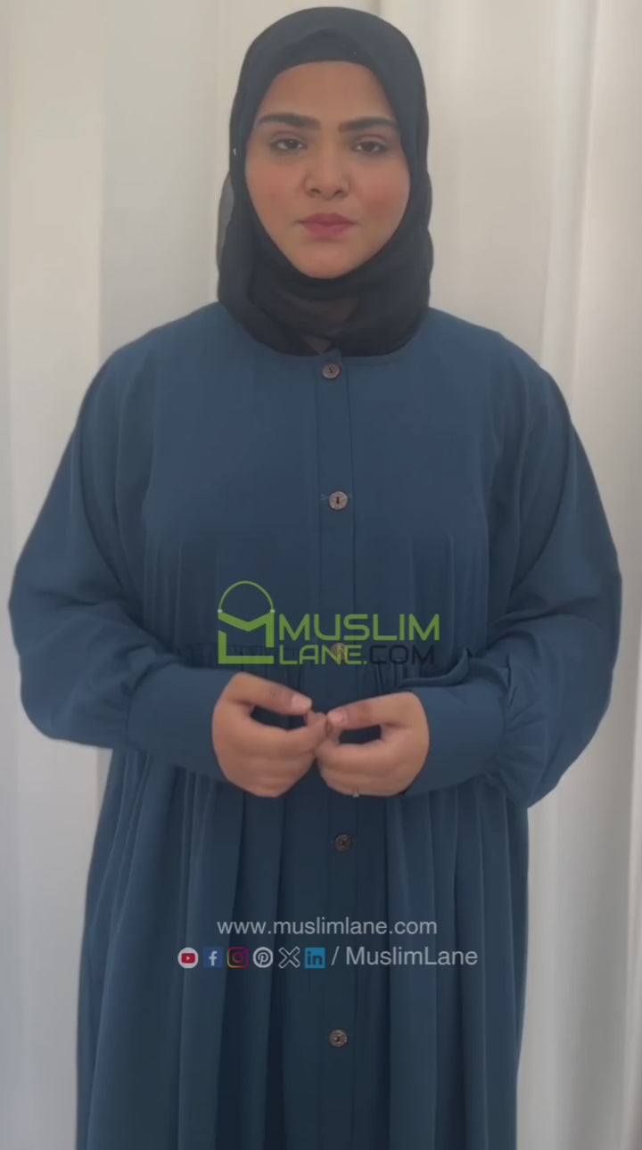 Front Open Chunat Abaya in Ramagreen Color With Hijab
