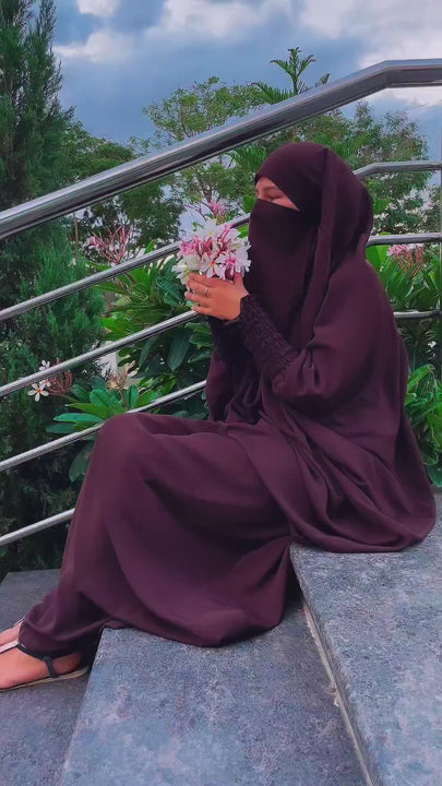Luxury Two Piece Knee Length Jilbab Khimar Style Abaya