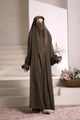 Premium Saudi/Irani Jilbab Full Length - Military Green andNoise PC Firdous Fabric