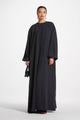 Premium 4 Piece Outer Shrug Abaya Set – Midnight Black | Firdous Fabric