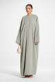 Premium 4 Piece Outer Shrug Abaya Set– Dusty Olive  |  Firdous Fabric