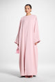 Premium 4 Piece Outer Shrug Abaya Set – Pastel Pink | Premium Firdous Fabric