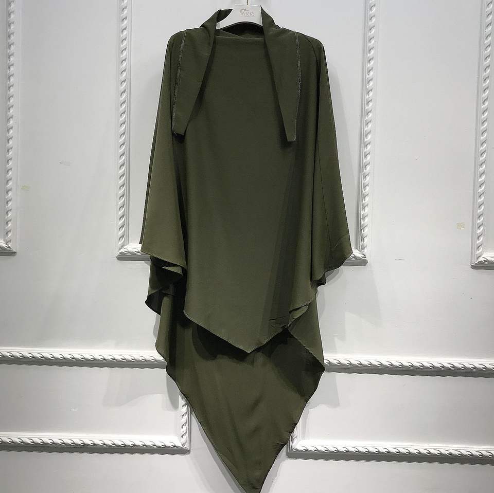 Khimar : Single Layer Triangular Diamond Instant Khimar-Hijab-Jilbab for Girls & Women in Single Layer Amy Green Color | Tie Back Burkha Jilbab Khimar Style Abaya Hijab Niqab Islamic Modest Wear