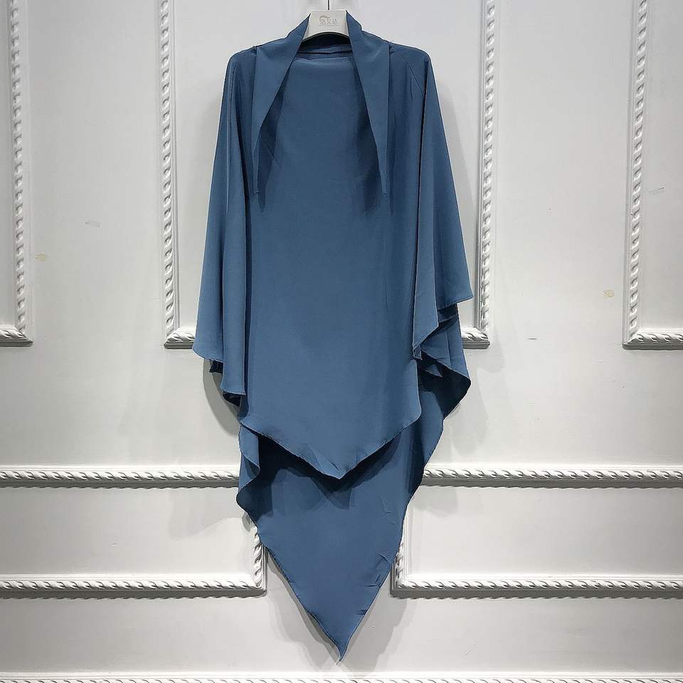 Khimar : Single Layer Triangular Diamond Instant Khimar-Hijab-Jilbab for Girls & Women in Single Layer Blue Color | Tie Back Burkha Jilbab Khimar Style Abaya Hijab Niqab Islamic Modest Wear