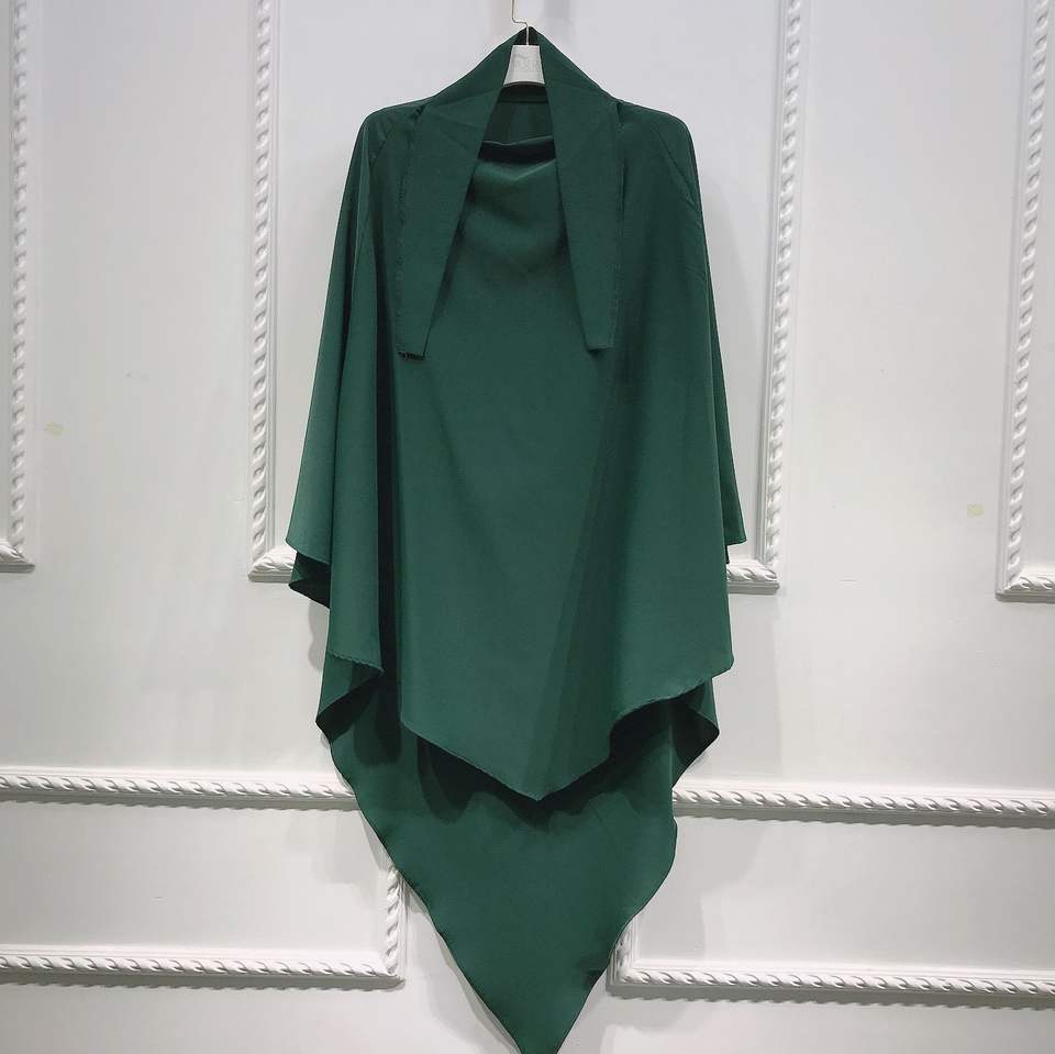 Khimar : Single Layer Triangular Diamond Instant Khimar-Hijab-Jilbab for Girls & Women in Single Layer Green Color | Tie Back Burkha Jilbab Khimar Style Abaya Hijab Niqab Islamic Modest Wear