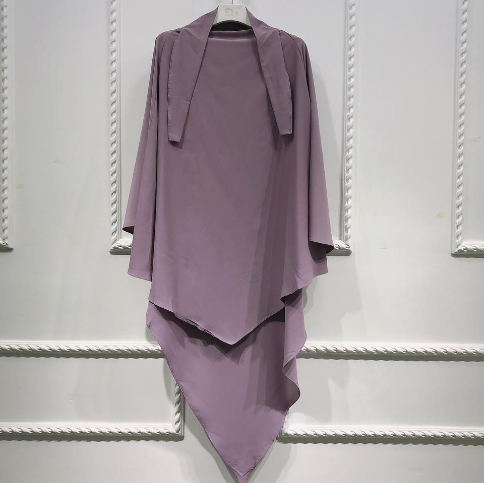 Khimar : Single Layer Triangular Diamond Instant Khimar-Hijab-Jilbab for Girls & Women in Single Layer Light Purple Color | Tie Back Burkha Jilbab Khimar Style Abaya Hijab Niqab Islamic Modest Wear