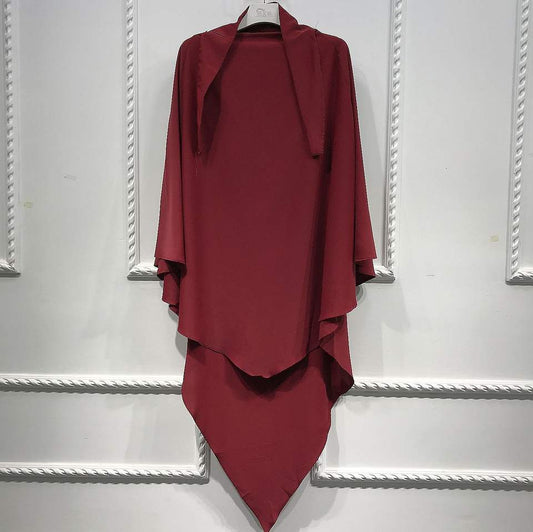 Khimar : Single Layer Triangular Diamond Instant Khimar-Hijab-Jilbab for Girls & Women in Single Layer Maroon Color | Tie Back Burkha Jilbab Khimar Style Abaya Hijab Niqab Islamic Modest Wear