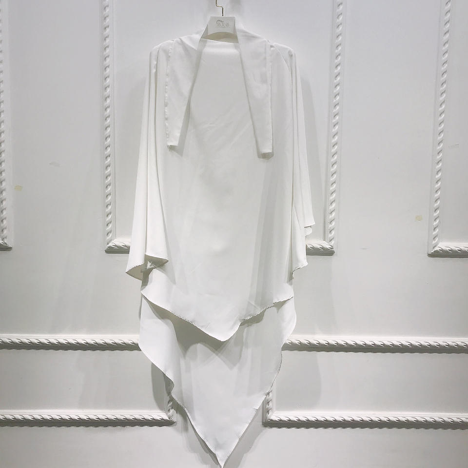 Khimar : Single Layer Triangular Diamond Instant Khimar-Hijab-Jilbab for Girls & Women in Single Layer Light White Color | Tie Back Burkha Jilbab Khimar Style Abaya Hijab Niqab Islamic Modest Wear